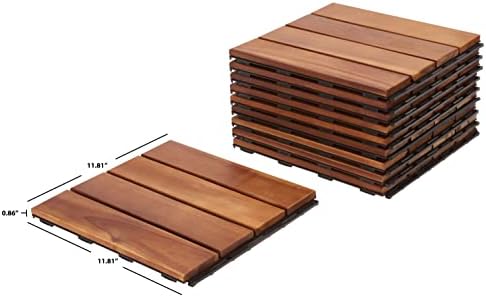 SAFAVIEH Outdoor Phuket Wood Deck Tile, 11.8" Natural PAT7904A - Image 5