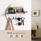 Key Holder Wall Mount with Shelf and Hooks, Mail Organizer - Image 4