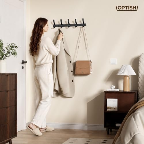 Optish Black Coat Rack Wall Mount, Heavy Duty Coat Rack Hooks - Image 7