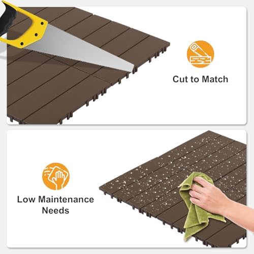 Outvita 27 PCS Interlocking Patio Deck Tiles, 12x12 Plastics Indoor Outdoor - Image 4