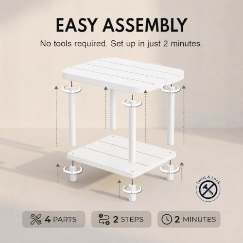 PASAMIC Outdoor Side Table, 2-Tier Oval Patio Table - Image 4