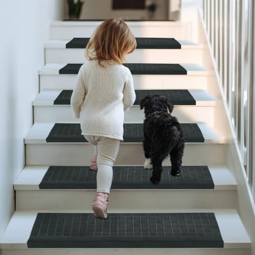 Stair Treads — 6 Pack 10x30 inch Summit Grip Rubber Stair Mats by Unknown