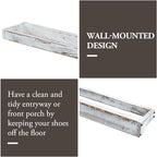 MyGift 30 Inch Shabby White Washed Solid Wood Wall Mounted Shoe Hanger Storage - Image 4