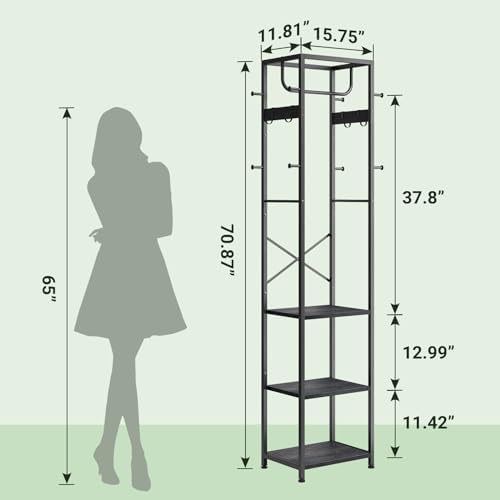 ELYKEN Coat Rack Freestanding, Hall Tree - Image 3