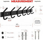 Coat Rack Wall Mount – 17 Inch Stainless Steel Hook Rail - Image 2