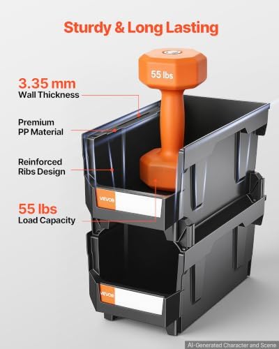 VEVOR Plastic Stackable Storage Bins, 14.8 x 8.5 x 7.1 inch, Plastic Containers - Image 6