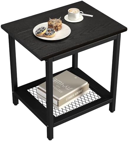 2-Tier Outdoor Side Table with Storage, Weather Resistant Patio End Table by PyraLineHome