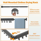 Kelisiting Foldable Clothes Drying Rack, 2 Fold Laundry Drying Rack Wall Mount - Image 4