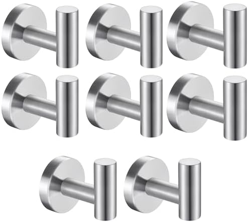 8 Pcs Silver Bathroom Towel Hook Robe Towel Hooks Coat Wall Hook Stainless by Homagic