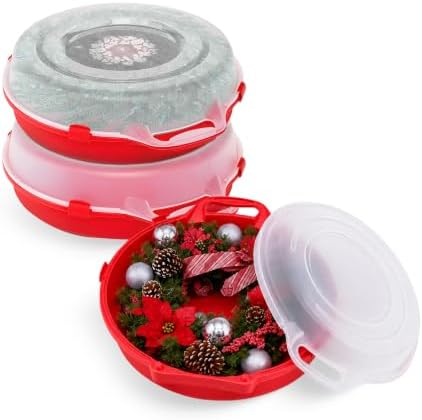 HOMZ Holiday Storage 24" Clear Plastic Wreath Container, 3 Pack by Homz