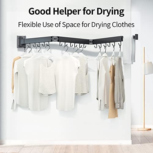 Kelisiting Foldable Clothes Drying Rack, 2 Fold Laundry Drying Rack Wall Mount - Image 6