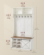 VASAGLE Hall Tree with Bench and Shoe Storage, 6 Tri-Hooks, Sliding Door - Image 5