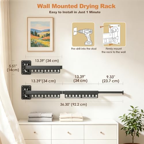 Wall Mounted Clothes Drying Rack Foldable & Space-Saving - Image 5