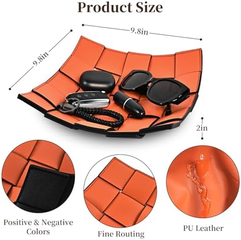 MSJGA Valet Tray PU Leather Key Holder Bowl - Image 2