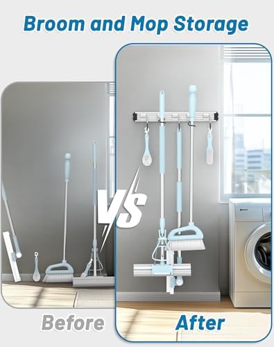 Mop and Broom Holder Wall Mount Garden Tool Rack Organizer - Image 5