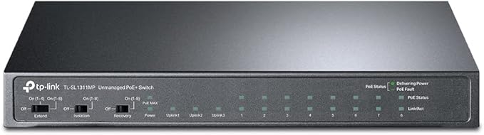 TP-Link TL-SL1311MP 8 Port 10/100Mbps Fast Ethernet PoE Switch 8 PoE+ Ports 124W by TP-Link