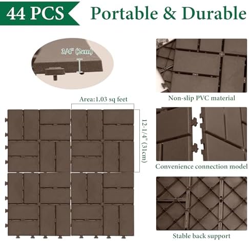 Interlocking Deck Tiles Outdoor Waterproof, Composite Patio Flooring - Image 6