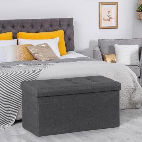 SUPER DEAL Storage Ottoman Bench, 30 Inches Folding Storage Chest Padded Seat - Image 4