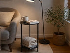 2-Tier Metal Round Side Table Black Accent Coffee Tables Small Space Corner - Image 2