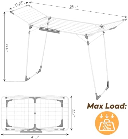 KINGBOARD Clothes Drying Rack, 68.5" Heavy Duty - Image 2
