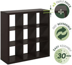 Furinno Cubicle Book Shelf, 9-Cube Bookshelf, Triple Thick Frame Cube Storage - Image 6