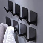 DELITON 8 Pack Adhesive Towel Hooks, Matte Black Wall Hooks by DELITON