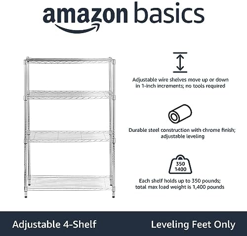 Amazon Basics 4-Shelf Adjustable Heavy Duty Steel Wire Rack Storage Shelving - Image 2