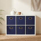 Household Essentials Fabric Storage Bins 6 Piece Set, Strong Poly-Woven Fabric - Image 5