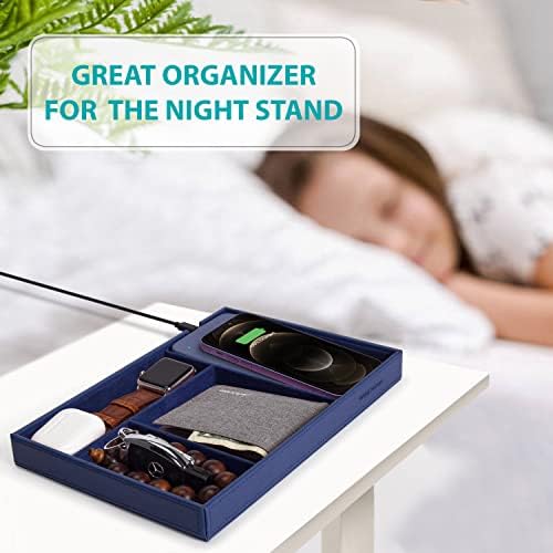 Valet Tray, Built in Wireless Charging Pad, Nightstand Organizer - Image 3