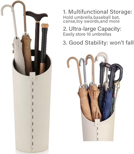 Tall Umbrella Holder White That won't Tip Over and Removable Drip Water Tray - Image 6