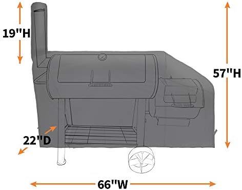 i COVER 66 Inch Offset Smoker Cover, 600D Pellet Grill Cover, Heavy Duty BBQ - Image 3