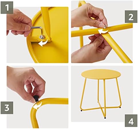 Meluvici Patio Small Outdoor Side Table Waterproof Round Metal Steel Side Table - Image 5