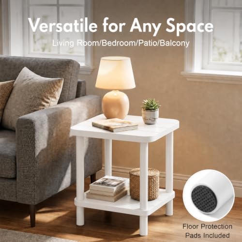 PASAMIC Outdoor Side Table, 2-Tier Oval Patio Table - Image 7