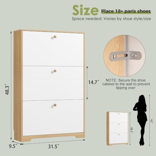 Nicetree Shoe Storage Cabinet for Entryway, Modern Shoe Cabinet, Freestanding - Image 2