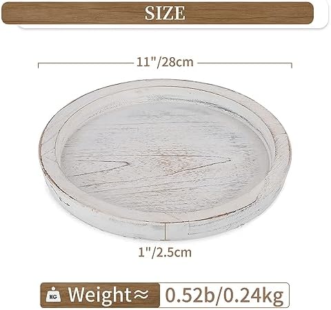 Hanobe Decorative Round Candle Holder Plate, Wood Coffee Table Tray - Image 3