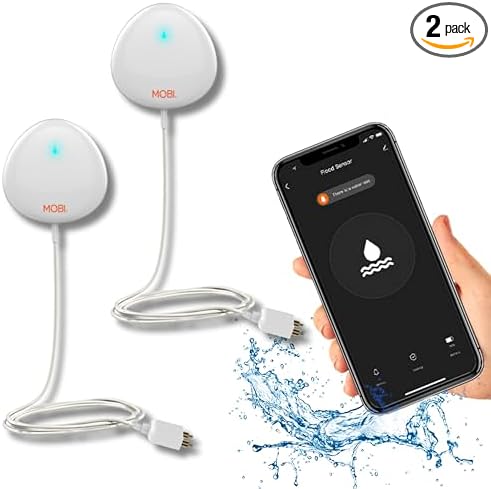 MOBI Smart WiFi Water Leak Detector Sensor, App Alerts, Flood & Leak Alarm by MOBI