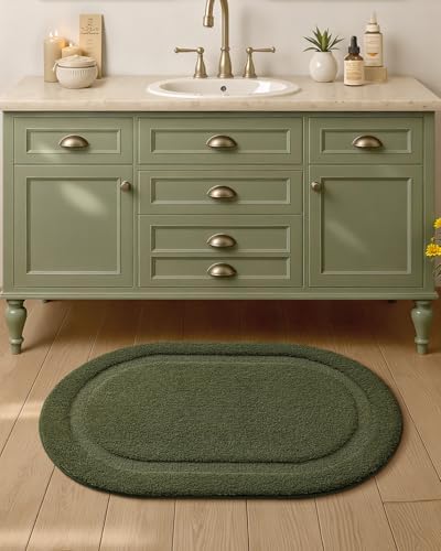 Color&Geometry Small Green Bathroom Rugs, Non Slip Shower Mat - Image 4