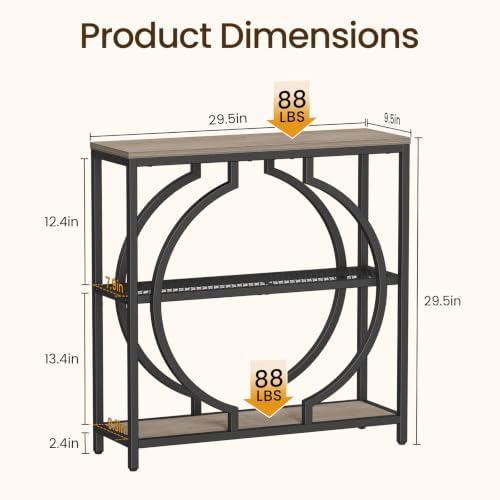 Snughome Entryway Table with 3 Tier Storage Shelves, Narrow Console Table - Image 3