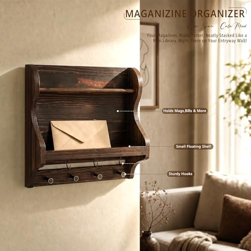 Pine Wood Mail Organizer Wall Mount - Image 5