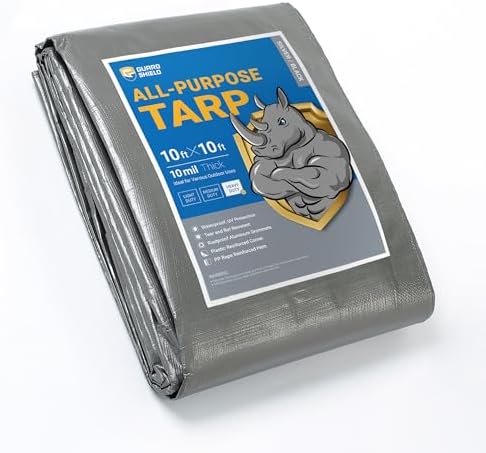 GUARD SHIELD Heavy Duty Tarp 10x10 Feet Silver/Black Multi Purpose Thick by GUARDSHIELD