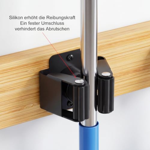 Broom Holder Wall Mount – Wall Mounted Broom, Hanging Cleaning Tool Organizer - Image 4