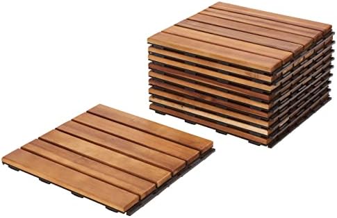 SAFAVIEH Outdoor Collection Osaka Natural Acacia Wood 6-Slat Interlocking Floor - Image 4