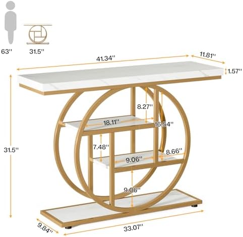 Tribesigns 41.3" Console Table, Industrial 4-Tier Sofa Entryway Table - Image 2