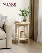 VASAGLE Round Side Table with Lower Shelf, End Table - Image 2