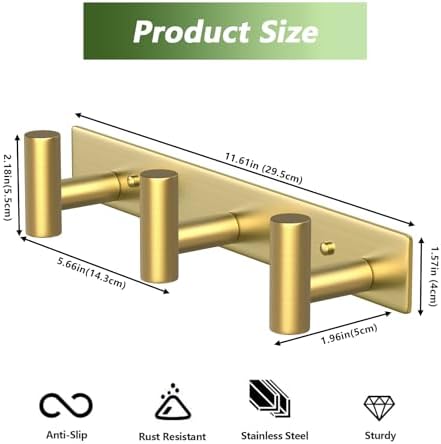 Wall Mounted Coat Rack-3 Hooks, Heavy Duty Stainless Steel Wall Hooks - Image 2