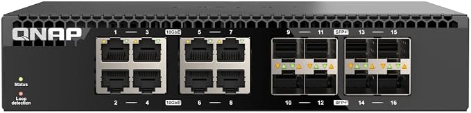 QNAP QSW-3216R-8S8T-US 16-Port Half-Width Rackmount 10GbE Unmanaged Switch by QNAP