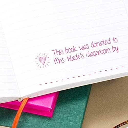 Custom Self-Inking Teacher Stamps | 49 Designs | Fun Phrases | Grading Made Easy | Classroom and Library Book Stamps (Book Donated By, Large)