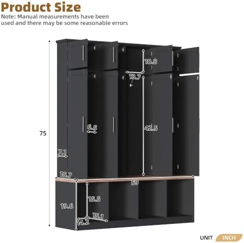 HRVEOCEI 4-in-1 Hall Tree with Storage Bench Shoe Organizer/Shelves - Image 2