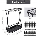18 Slot Umbrella Stand with 10 Hooks – Heavy Duty Metal Indoor Umbrella Rack - Image 3
