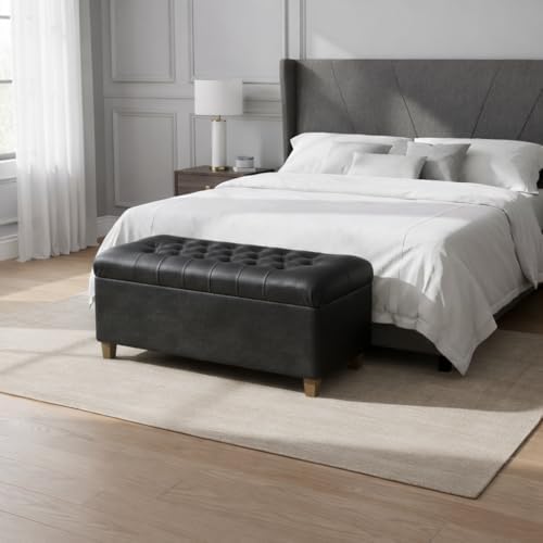 HomePop 40" Button Tufted Storage Bench - Image 4